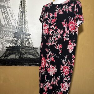 J. Jill Black Dress with Red Floral Design
